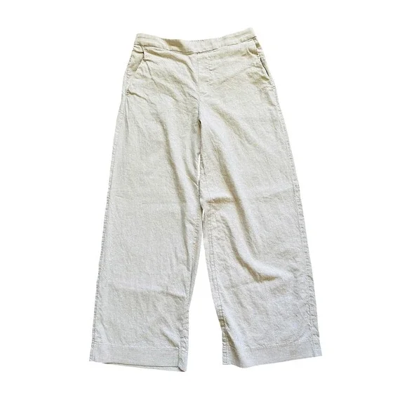 Banana Republic Hayden Wide Leg Linen Blend Pants Flax Beige Neutral Size M