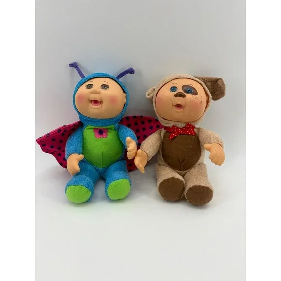 Cabbage Patch Kids Cuties Plush Dolls Kids Blue Butterfly Tan Puppy Set