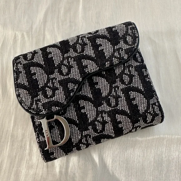 Dior Black and White Monogram Wallet