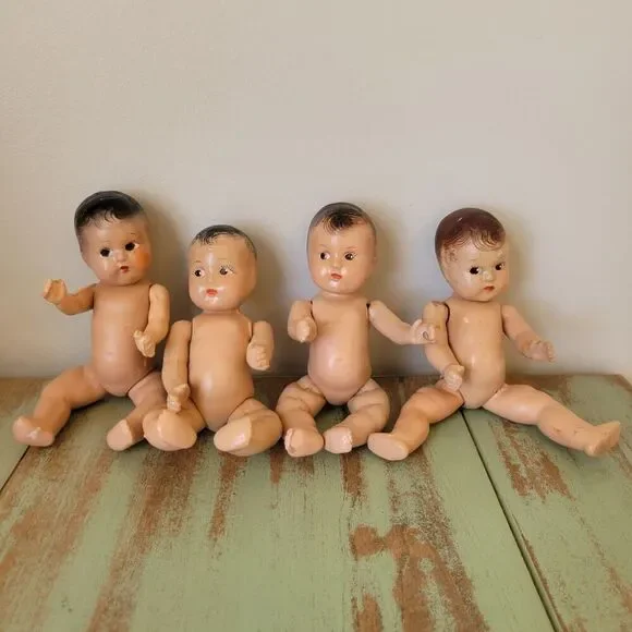 Vintage Crawling Baby Doll Quadruplets – Marked “Superior” & “Hollywood” –