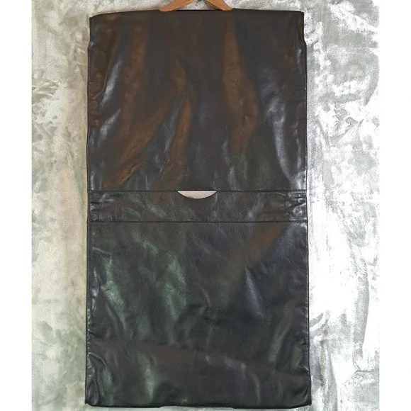 Zero Halliburton Black Leather Garment Bag Vintage Suit Cover Luggage Travel