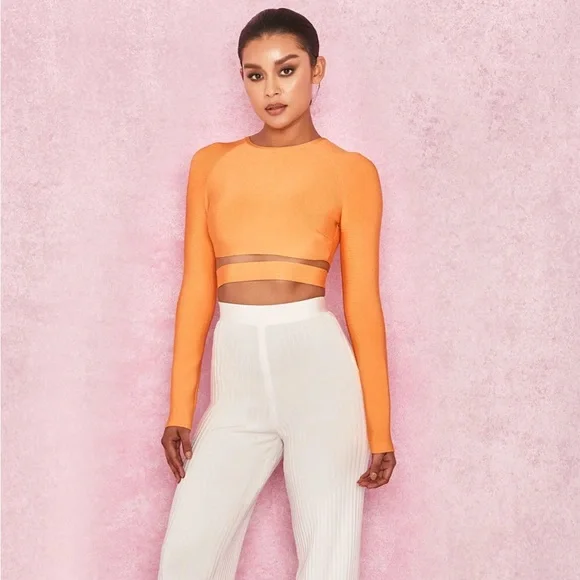 House Of CB, 'Talika' Orange Cutout Bandage Crop Top NWOT