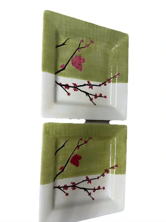 Pier 1 Vtg Sample Porcelain Square Ceramic Serving Plates - Set of 2