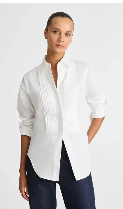 Madewell | NWT Cutaway Tuxedo Shirt White Poplin | Sz XXS
