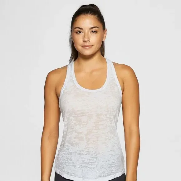 Ever Hottie Solid white sleeveless thank top round neck Cotton blend size m