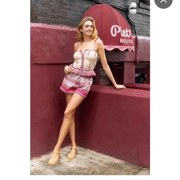 Love the Label Jaqueline Print Pink Top by Anthropologie