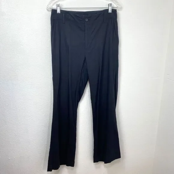Vtg Banana Republic Black Linen Rayon Pants Sz 4 Pockets Flared Legs Belt Loops