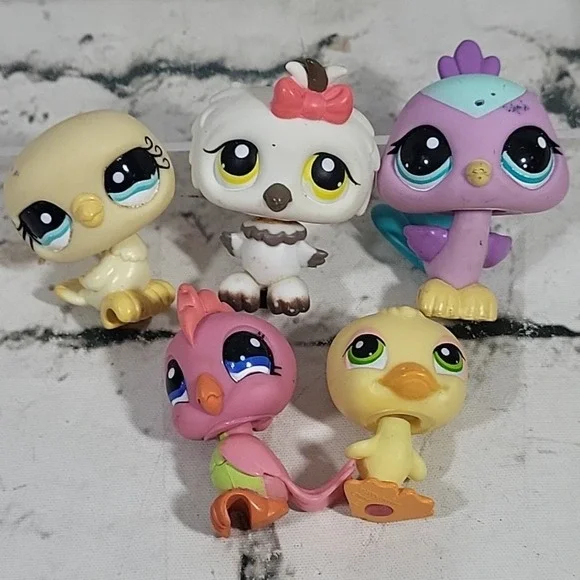 Littlest‎ Pet Shop Figures Lot Birds Pigeon 1212 Owl 360 Peacock 1960 Cockatoo