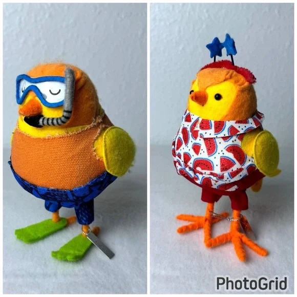 2023 Target Feathery Friends Sun Squad Birds Diver Mellie Fabric Bird Lot Of 2