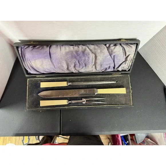 Henry Hobson and Sons Sheffield Stainless Express Bakelite Carving Set Velvet Ca