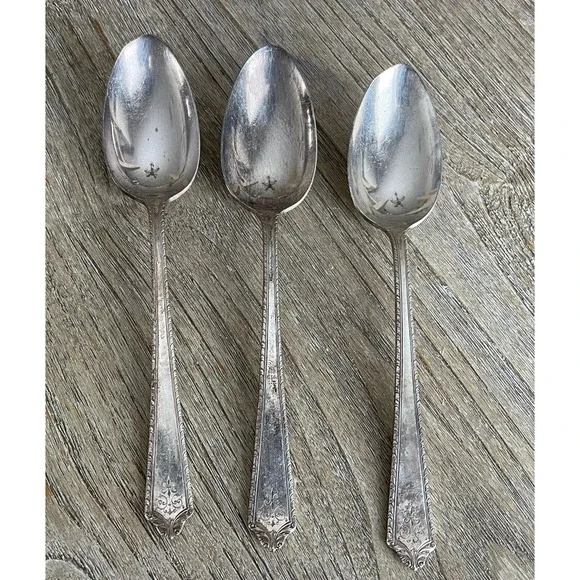 Holmes & Edwards Inlaid Super Plate Lot Of 3 Serving Spoons 9 3/8in
