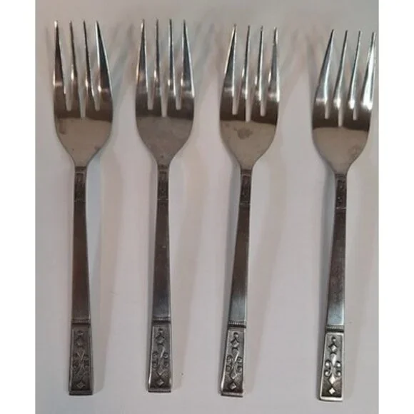 OXH69 Oxford Hall Fleur‎ De Lis Japan Salad Fork Lot 4 Flatware
