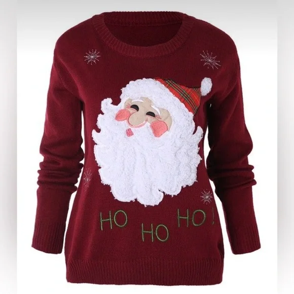 Haoyuanxiang Knit Crew Neck Santa Christmas Sweater