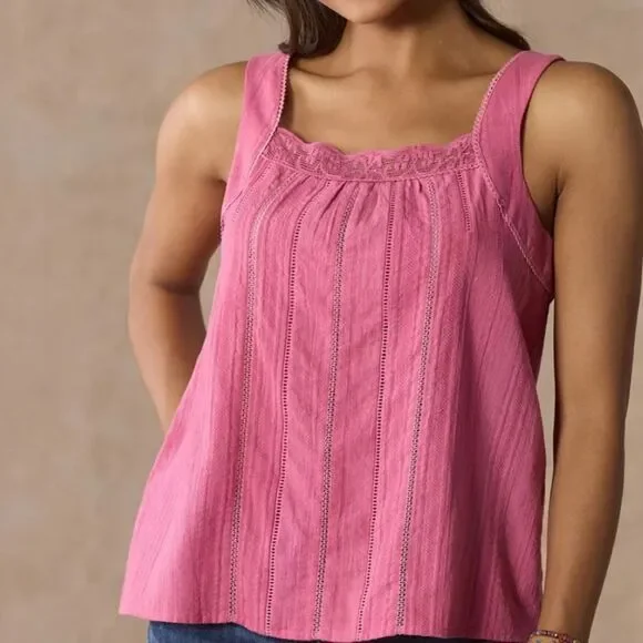 NIP Sundance Danielle Eyelet Cotton Bohemian Sleeveless Tank/ Camisole Sz NWT