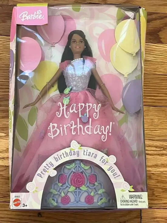 2003 Mattel Happy Birthday Barbie Doll with Pretty Birthday Tiara for You