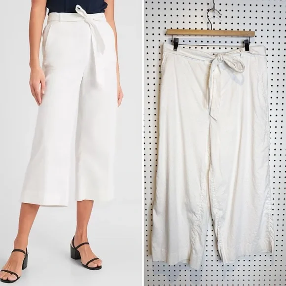 Banana Republic‎ | Rowan Wide-Leg Tie-Waist Linen Blend Crop Pant in White