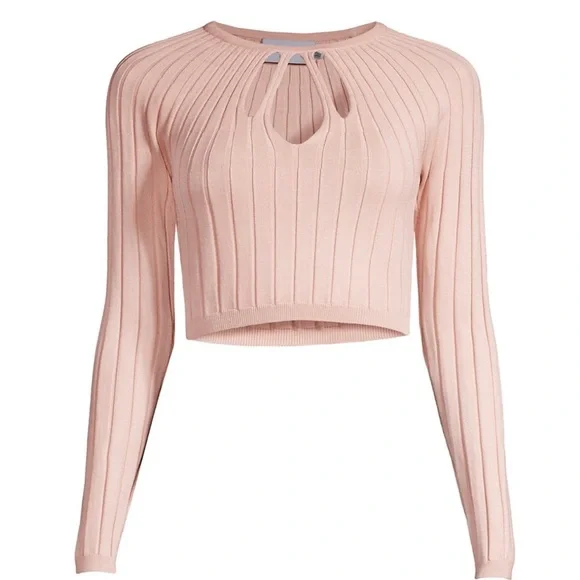 SIGNIFICANT OTHER Indigo Cut-Out Rib-Knit Crop Top NEW WITH TAG