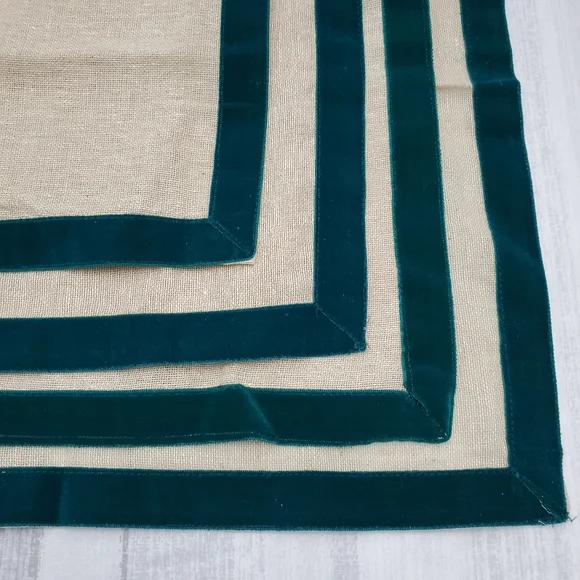Pier 1 Napkins - Teal Velvet Trim - 4pcs *