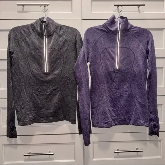 2 Lululemon Run: Swiftly Tech 1/2 Zips Concord Grape and Grey 6