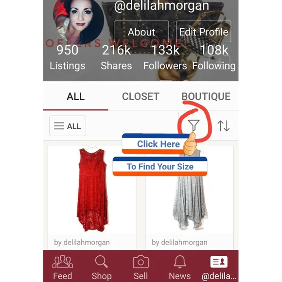 FIND UR SIZE Using the Filter Icon