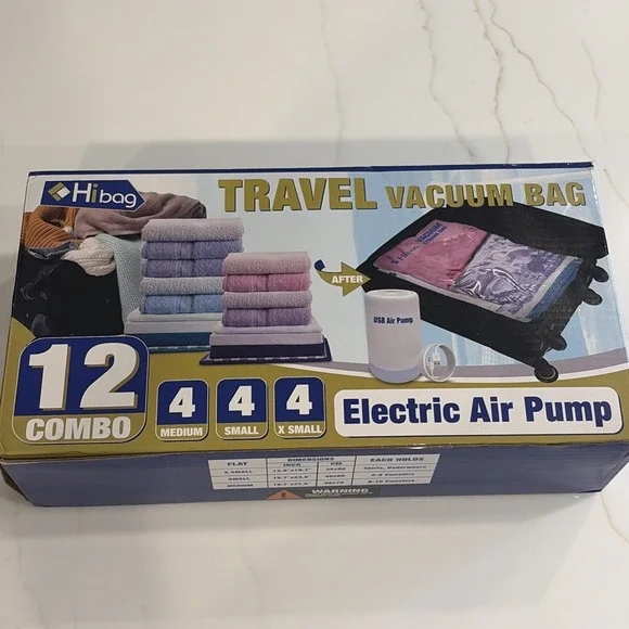 HIBAG Travel Vacuum Bags with Electric Pump for Luggage and Suitcase, Vacuum Sea