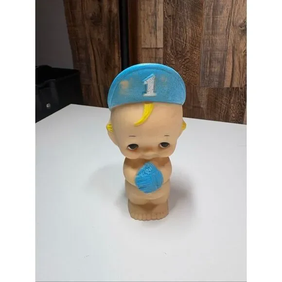 Vintage Kewpie Baseball Player Doll Blue Cap Made in USA, 1975