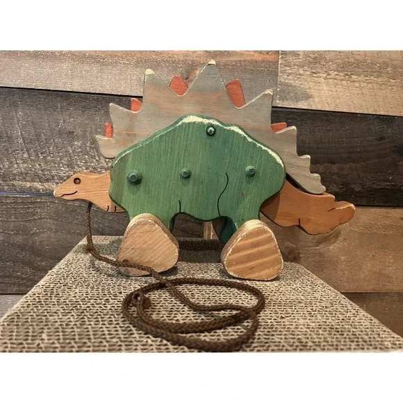 Lark Toys Kellogg MN Wooden Dinosaur Handmade Pull Toy 12.5