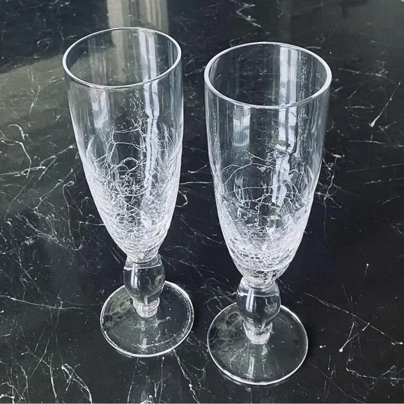 Pier 1 Clear Crackle Drink Glass Set of 2