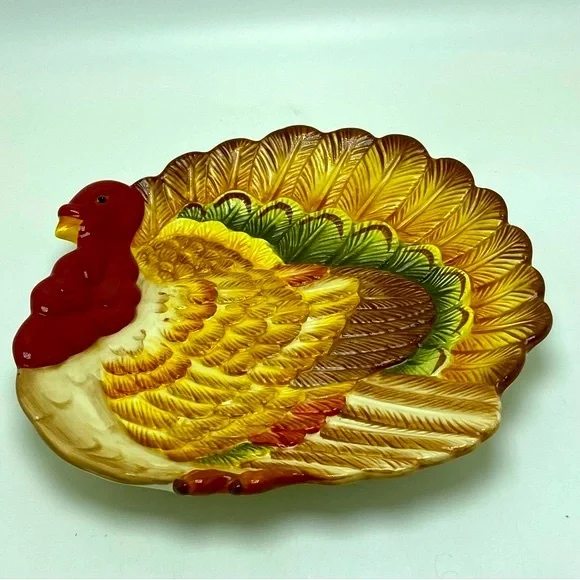 Pier One Majolica Style Turkey Plate