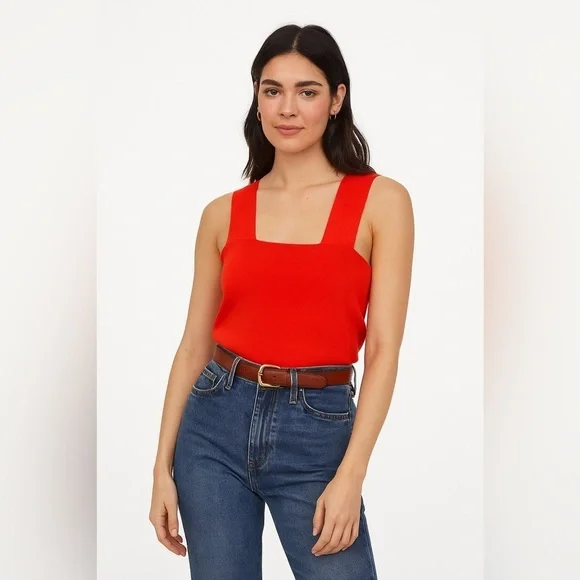 House of Harlow 1960 Square Neck Crop Cross Back Stretch Tank Top