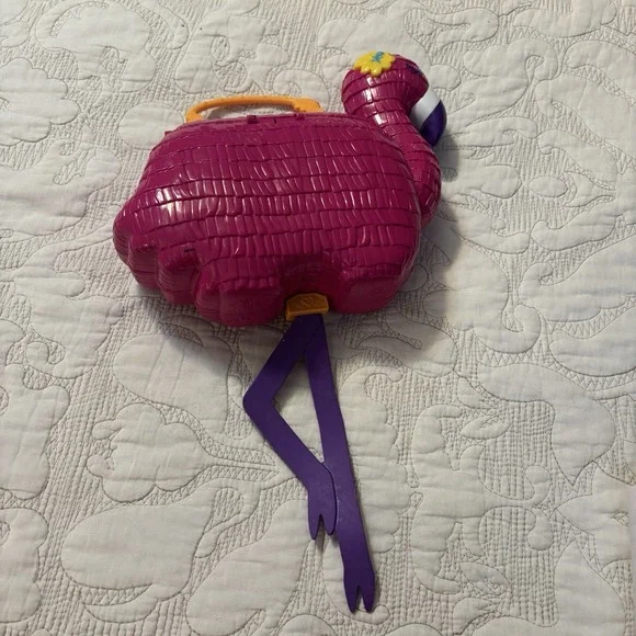 Poly Pocket 2021‎ Pink Flamingo Case/Purse Handles Missing Wing Incomplete Set
