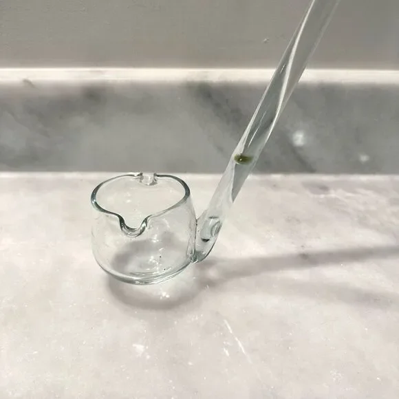 Vintage Elegant Ladle Long Clear Blown Glass for Punch Bowl
