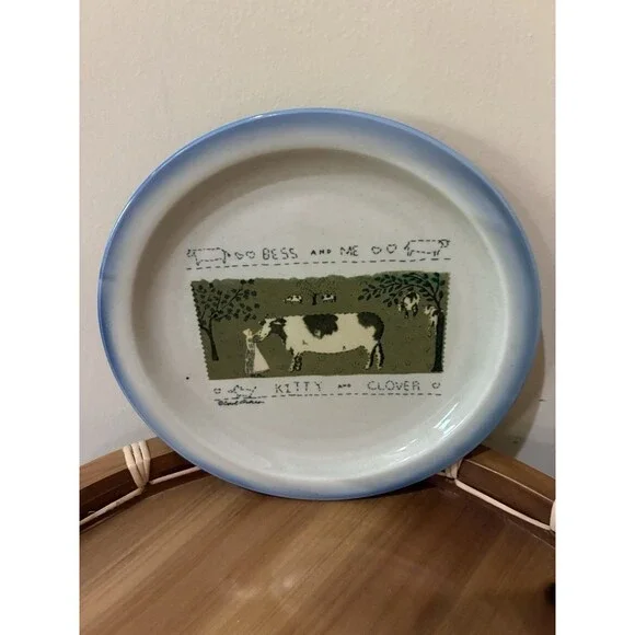 Carol Endres Primitive Vintage Folk Art BESS and ME Plate  Japan 8