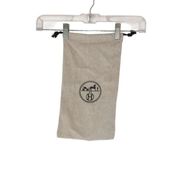 Hermes Beige Herringbone Small Dust Bag Drawstring Storage Pouch