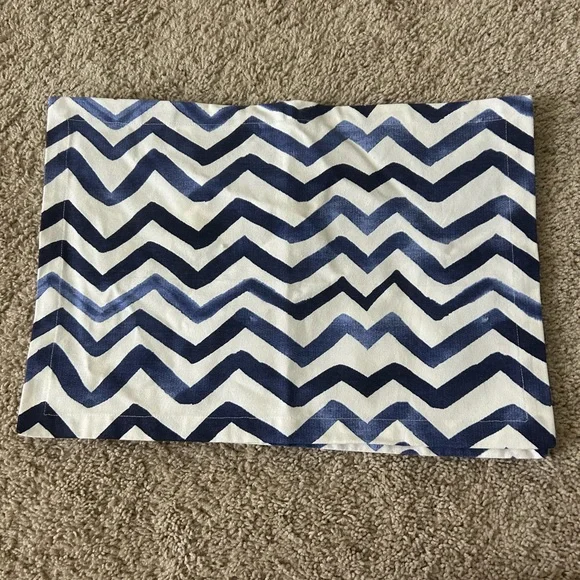 4pc Pier 1 Placemats Blue Watercolor Chevron