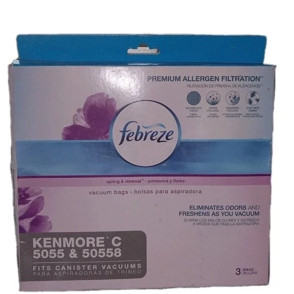 FEBREZE Spring & Renewal Vacuum Bags - KENMORE C 5055 & 50558 CANISTER = 3 bags