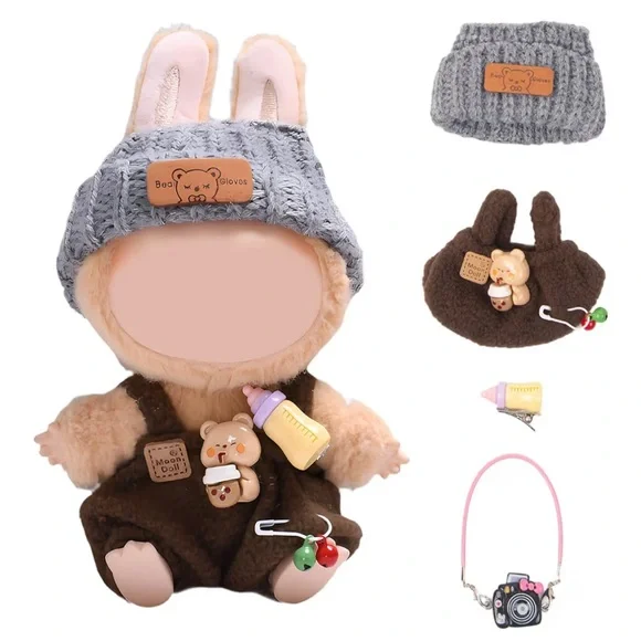 NEW NIP 3pcs Labubu Clothing Outfit Hat Camera