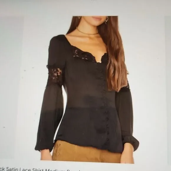 Majorelle  black satin/lace blouse Revolve size medium