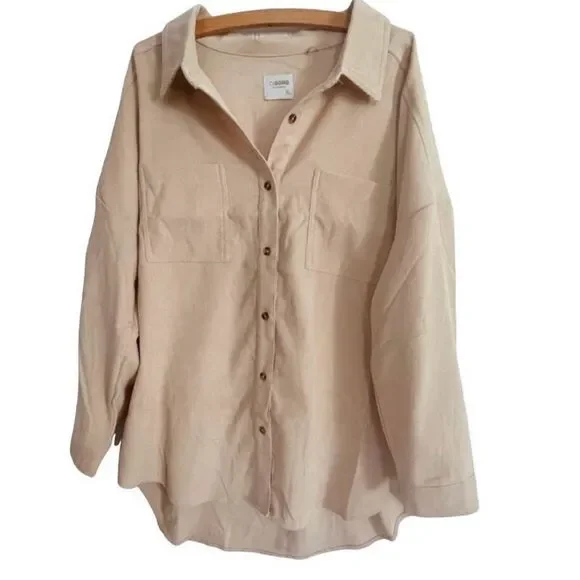 NEW CISONO Soft Lightweight Corduroy Fall Shacket Neutral Casual