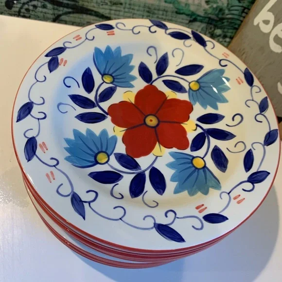 Pier 1 Mediterranean Print Clay Dessert Plate