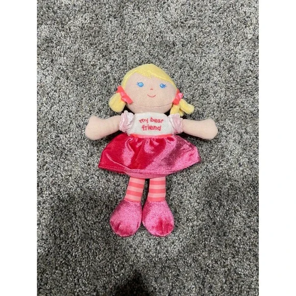 Garanimals My Best Friend Plush Rag Doll Blonde Pigtails Pink Velvet Skirt 86665