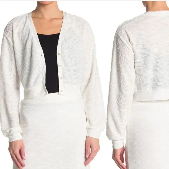 Walter Baker Women’s  Melinda V-neck button down white top cardigan size M, NWT