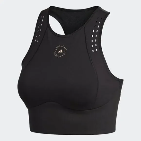 Adidas X Stella McCartney Designer Sports Bra Light Support Black White Mesh New