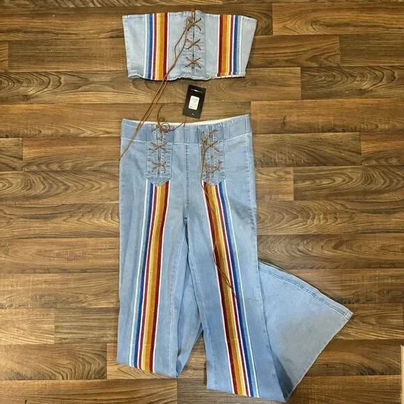 FN Feeling Groovy Denim Pant Set