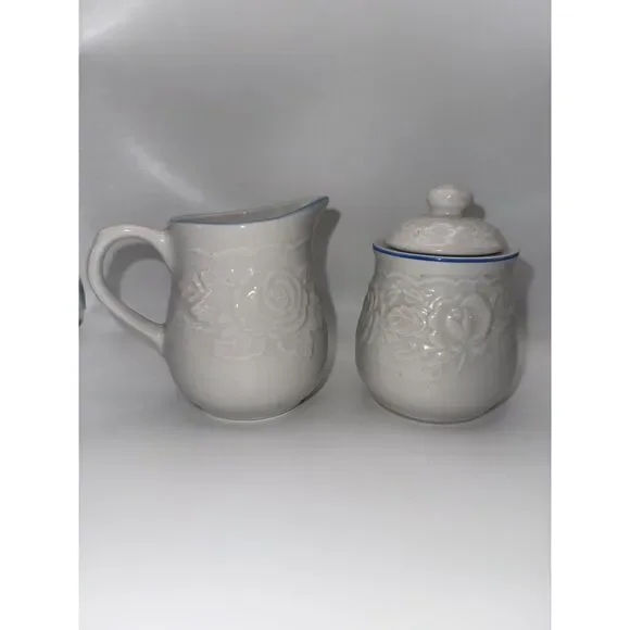 Vintage Tabletops Unlimited Victorian Rose Creamer & Sugar Bowl Set