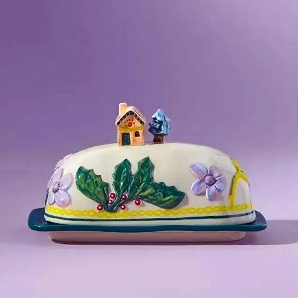 Nathalie Lete holiday butter dish NWOT