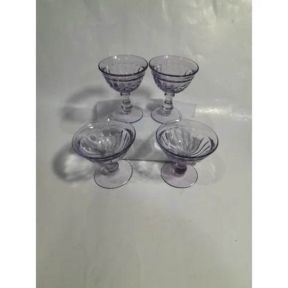 Vintage Fostoria Sherbet Dishes Amethyst, Lot Of 4, 2 Small  2 Large