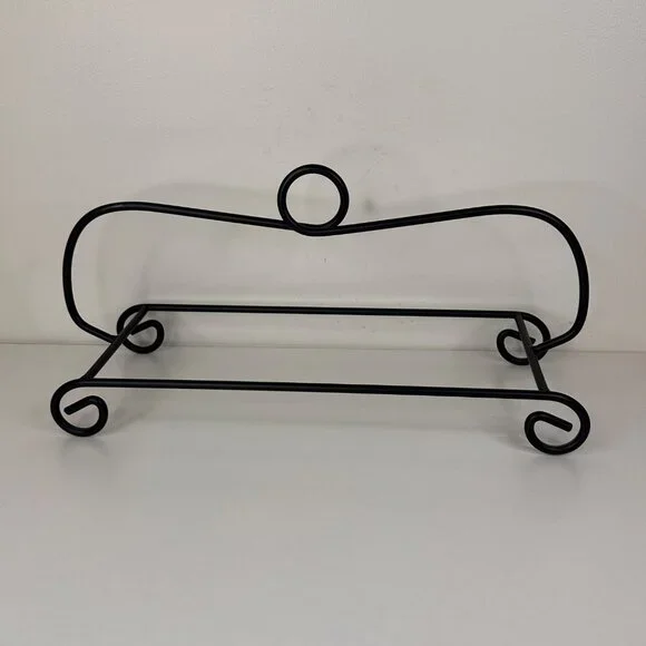 Black Metal Scroll Design Horizontal Serving Casserole Baking Dish 15