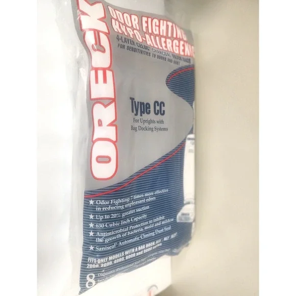 Oreck Type CC Odor‎ Fighting Hypo Allergenic Vacuum Cleaner Bags 8 New/Sealed