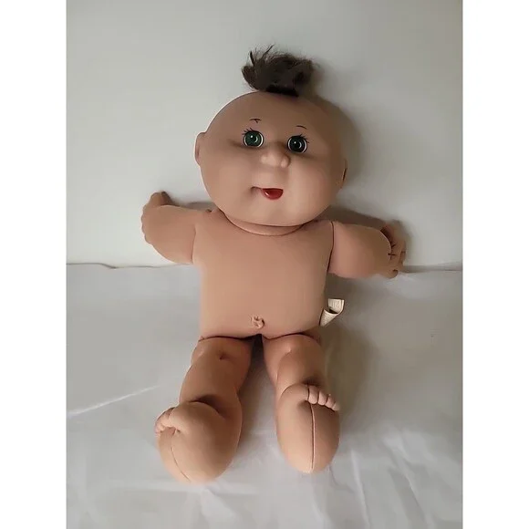 Vintage Naked Cabbage Patch Kids Doll Green  Eyes 1991 Signed Butt